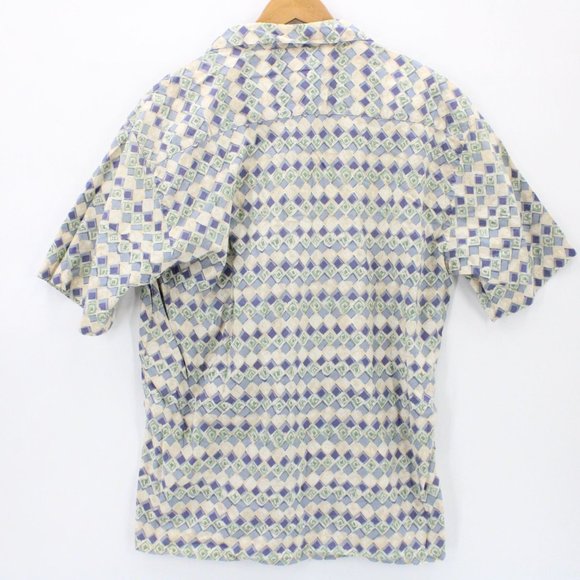 Vintage Burma Bibas Shirt Mens Geometrical Pattern Short Sleeve Button Down XL - Picture 7 of 9